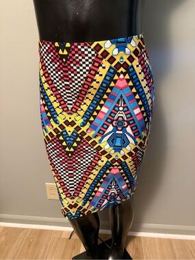 High Waist Geometric Print Pencil Skirt